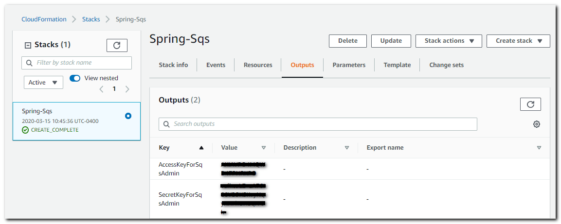 AWS Stack details