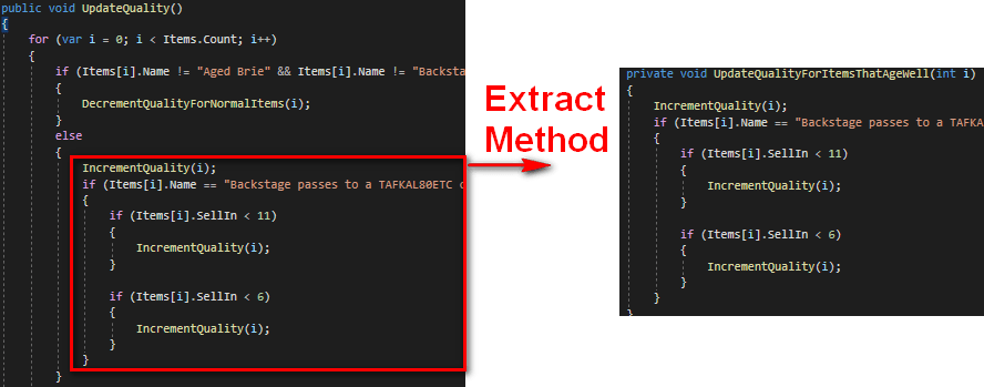 Extract block of code to a method