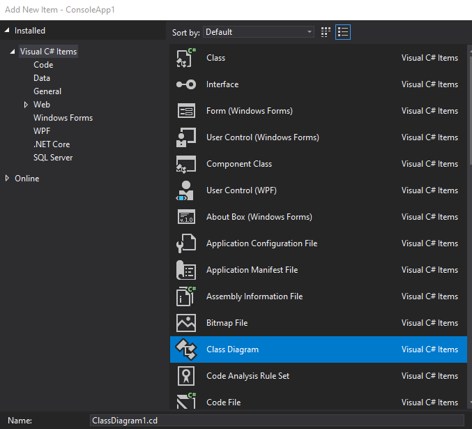 Class Diagrams Missing In Visual Studio 2019