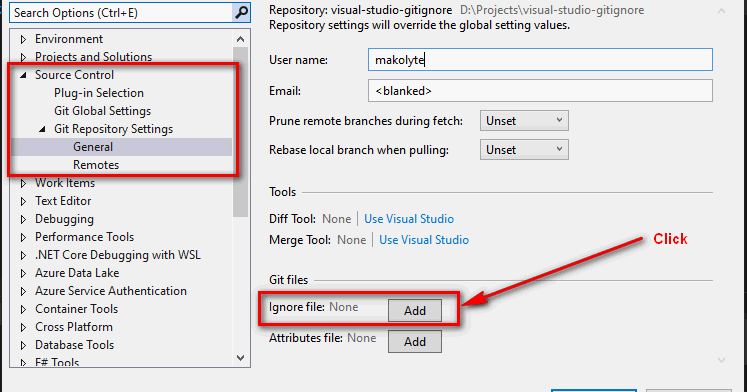 How to add .gitignore in Visual Studio | MAKOLYTE