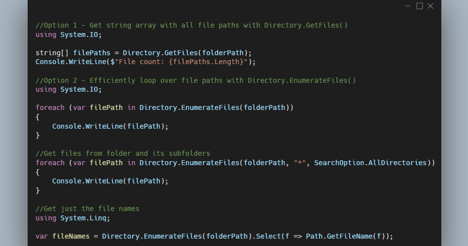 C# - Get all files in a folder | makolyte