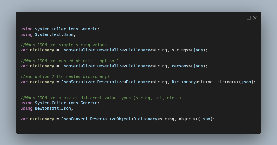 C Deserialize JSON to a dictionary makolyte